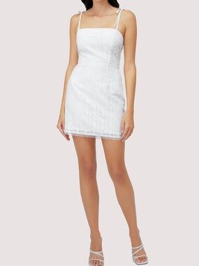 White Tie-Shoulder Lace Mini Dress - Women's